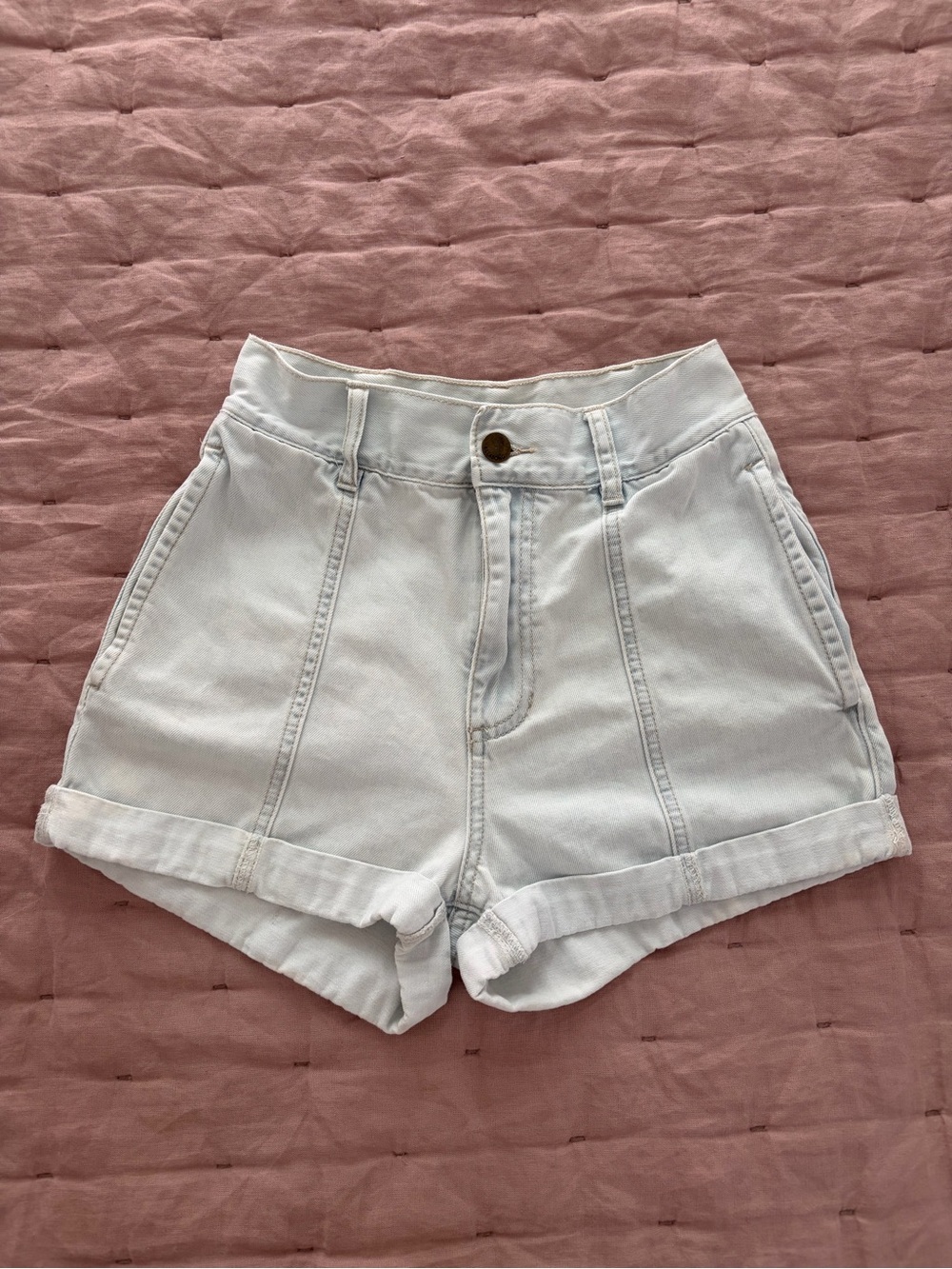 Billabong High-Waist Pale Blue Rolled Hem Shorts